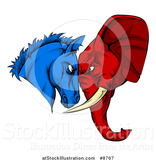 600x620 Vector Illustration Of A Political Aggressive Democratic Donkey