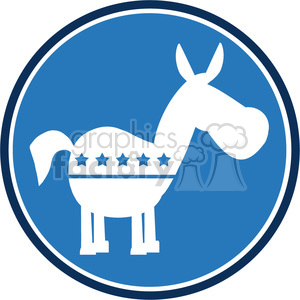 300x300 Democrat Donkey Blue Circle Label Vector Illustration Flat Design