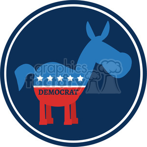 300x300 Democrat Donkey Cartoon Blue Circale Label Vector Illustration