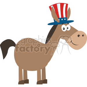 300x300 Democrat Donkey Cartoon Character With Uncle Sam Hat Vector