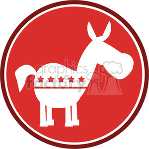 300x300 Democrat Donkey Red Circle Label Vector Illustration Flat Design