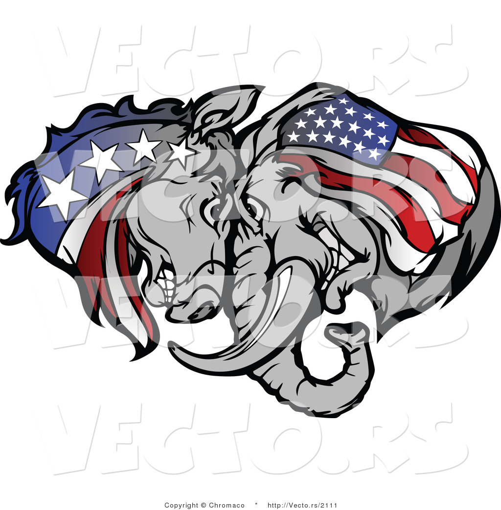 1024x1044 Vector Of A Republican Elephant And Democratic Donkey Butting