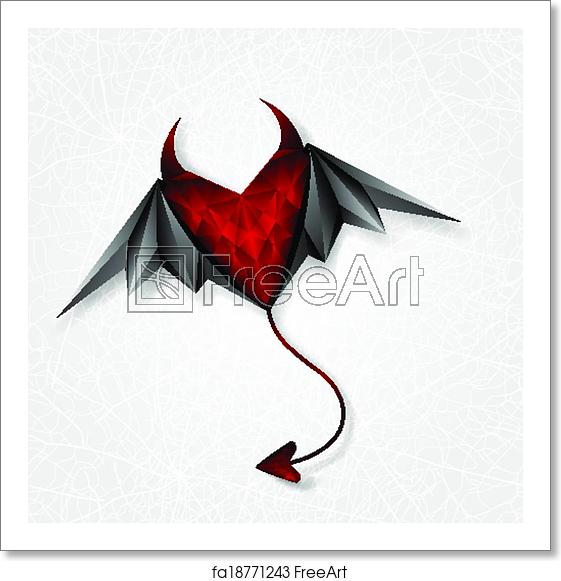 Free Art Print Of Vector Heart Demon With Wings Vector 561x581 Free Art Print Of Vector Heart Demon With Wings Vector