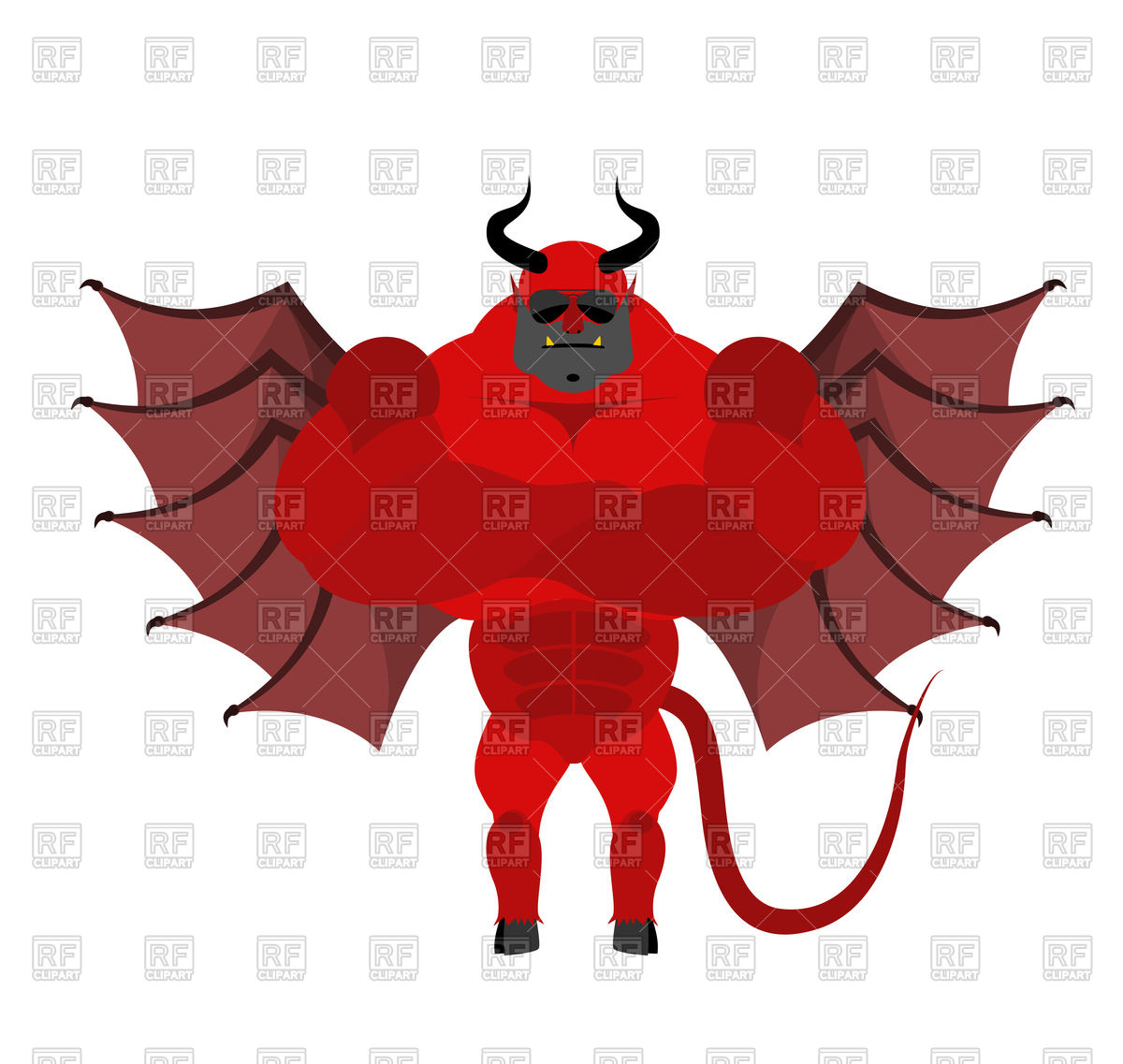 Strong Satan, Red Demon With Horns And Wings Vector Image 1200x1137 Strong Satan, Red Demon With Horns And Wings Vector Image