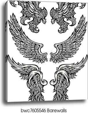 Angel Wings Demon Wings Vector, Canvas Print Barewalls Posters 305x390 Angel Wings Demon Wings Vector, Canvas Print Barewalls Posters