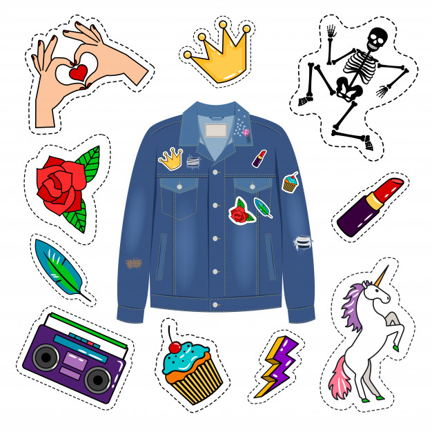 Patches Denim Jacket Vector Premium Download 626x626 Patches Denim Jacket Vector Premium Download