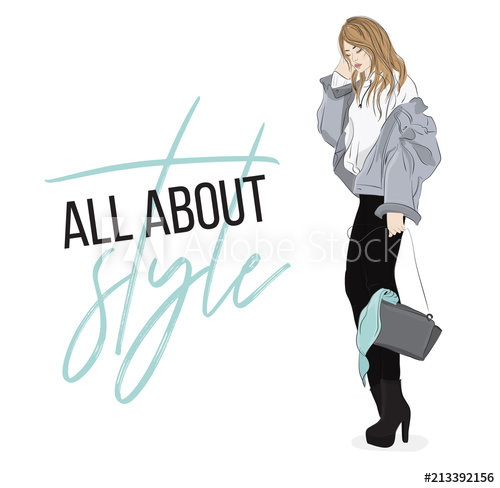 Vector Fashion Illustration Casual Look Outfit Woman In Denim 500x488 Vector Fashion Illustration Casual Look Outfit Woman In Denim