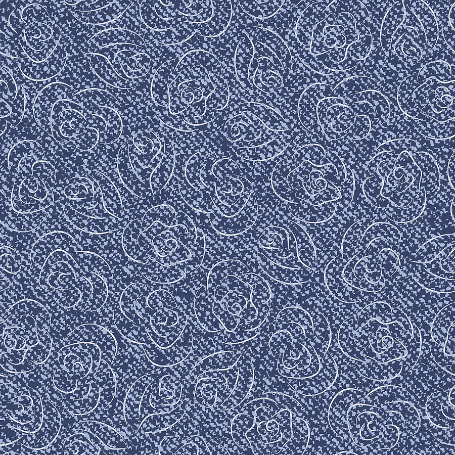 Denim Fabric Print  Paisley Light Blue