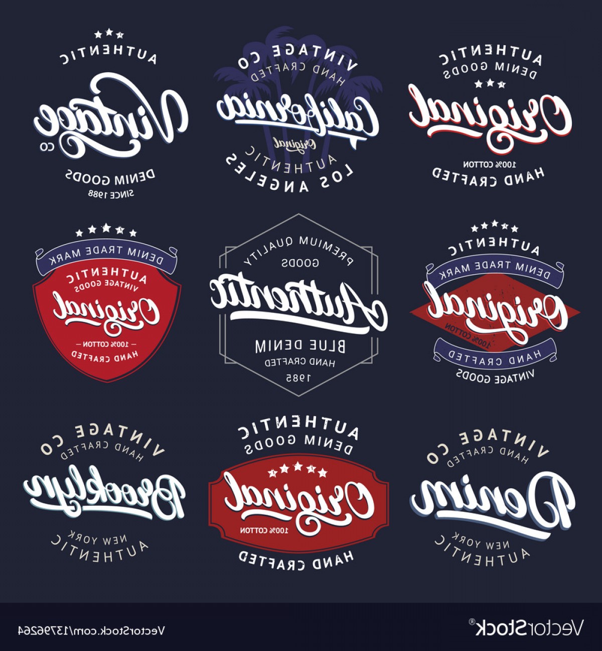 1200x1296 Big Set Of California Vintage Brooklyn Denim Vector Newwaysys