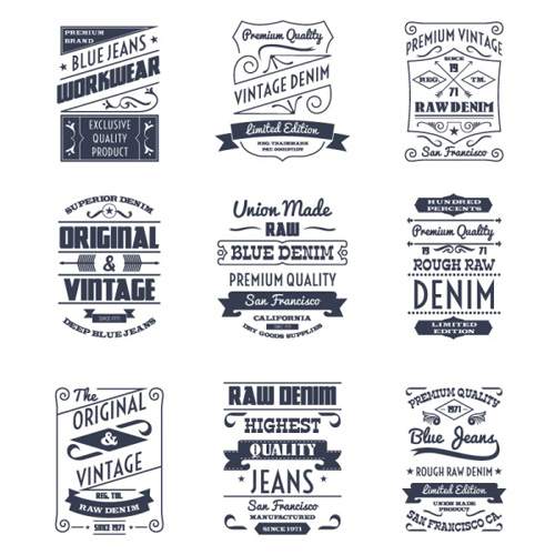 500x500 Vintage Denim Labels Creative Vector Free Download