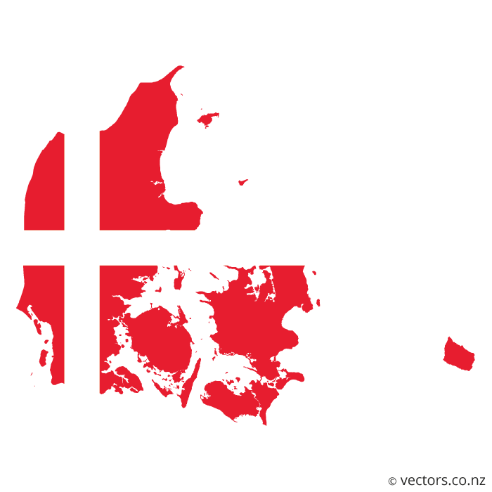 700x700 Flag Vector Map Of Denmark