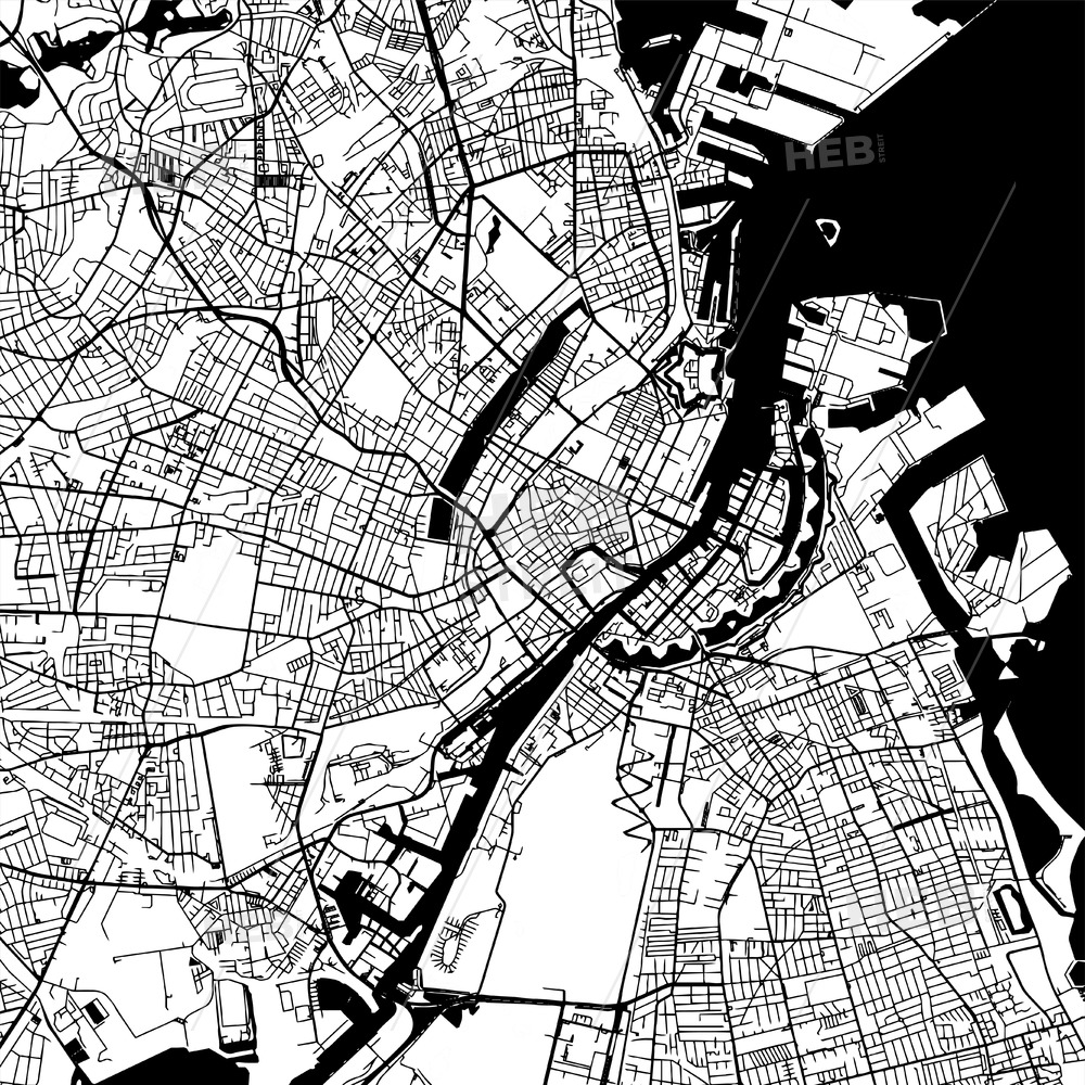 1000x1000 Copenhagen Denmark Vector Map Hebstreits Sketches