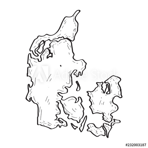 500x500 Sketch Of A Map Of Denmark Vector Illustration Design
