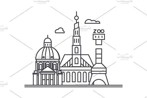 580x386 Copenhagen,denmark Vector Line Icon, Sign, Illustration