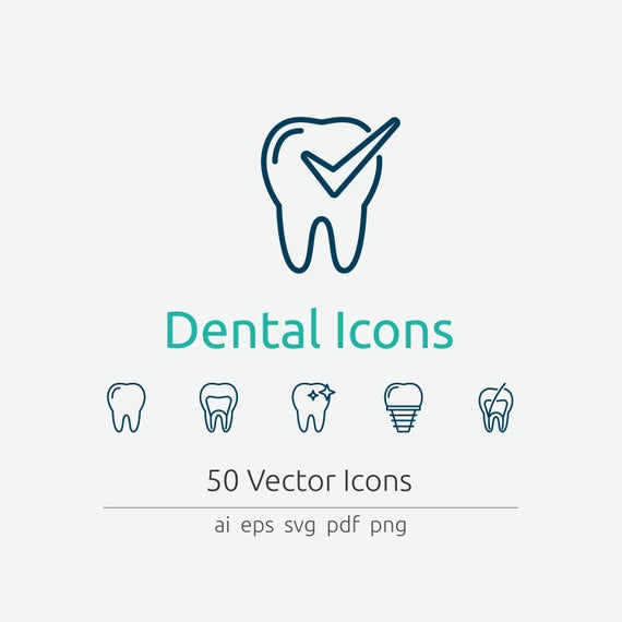 570x570 Dental Icon Set In Vector And Png Etsy