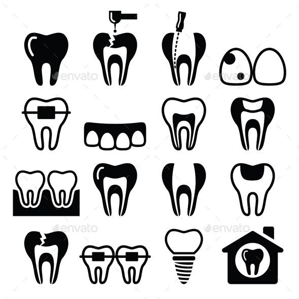 590x590 Dental Icons Set Dental Office Design In Tooth Icon