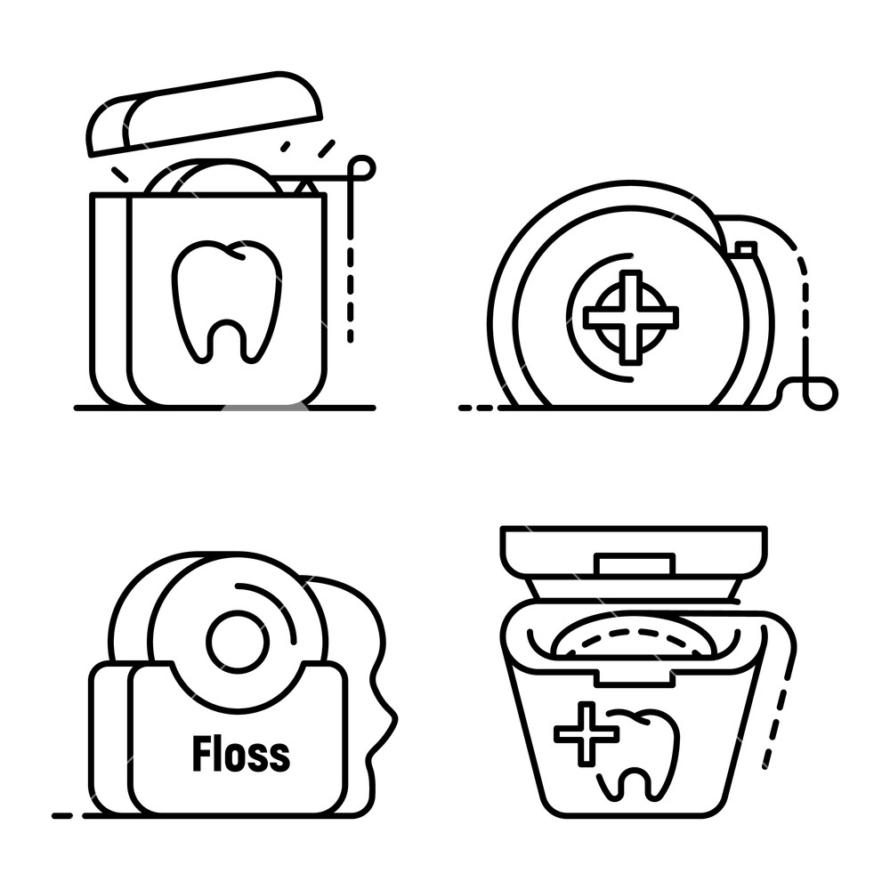 1000x1000 Floss Dental Icon Set Outline Set Of Floss Dental Vector Icons