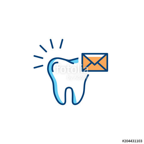 500x500 Send Message Dentist Icon, Dental Care Logo Tooth And Envelope