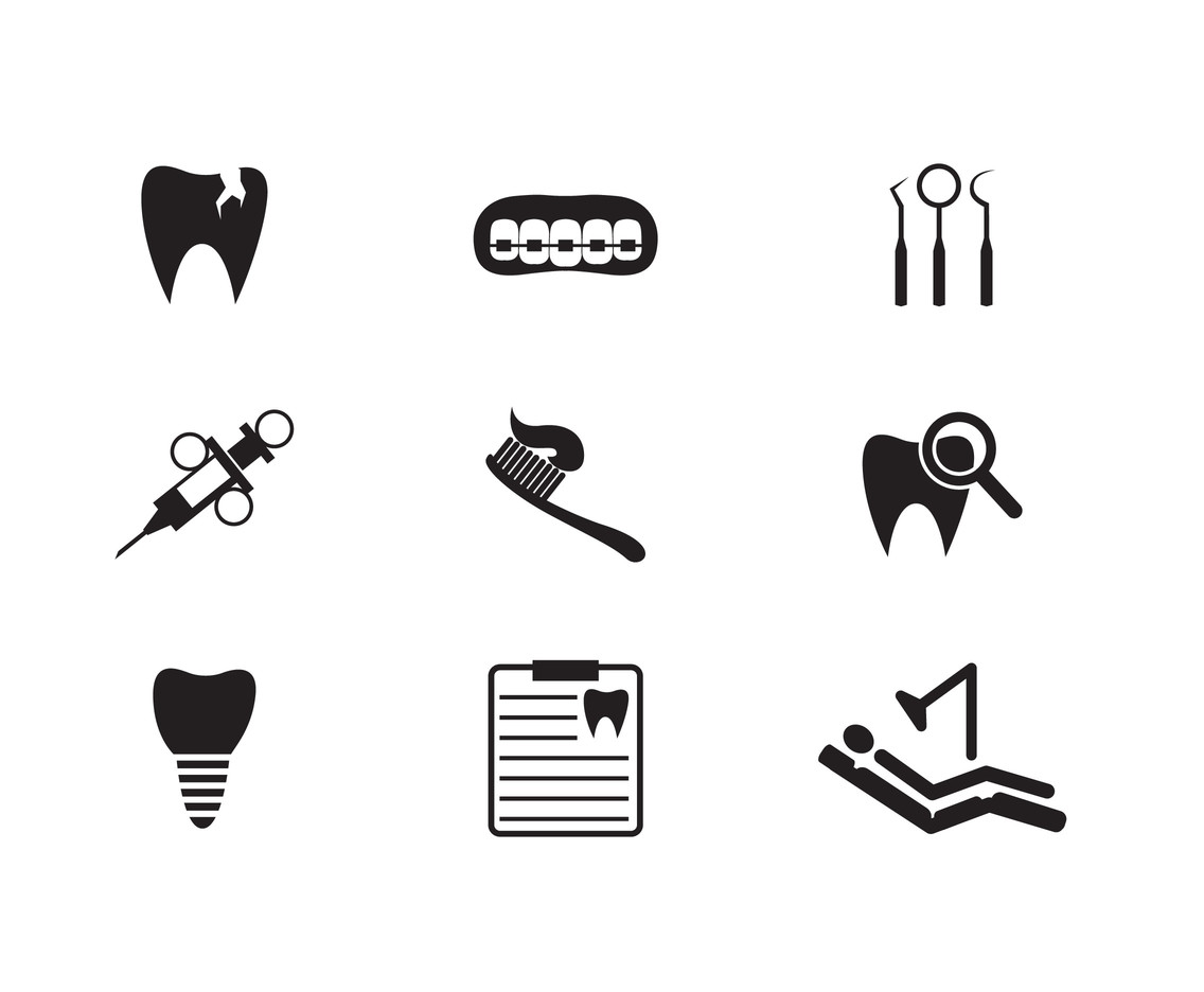 1136x936 Dental Care Icon Set Vector Art Graphics