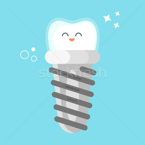 600x600 Vector Flat Style Illustration Of Happy Dental Implant Vector