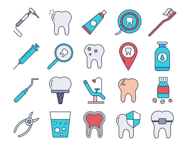 800x600 Dental Vector Freebie Icon Set
