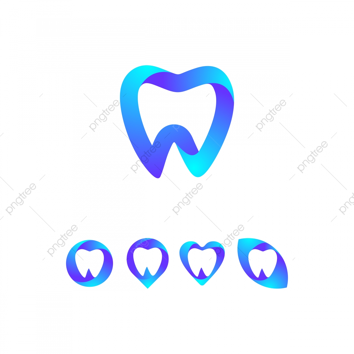 1200x1200 Dental Vector Logo Gradation Water Love Leaves Circles, Symbol