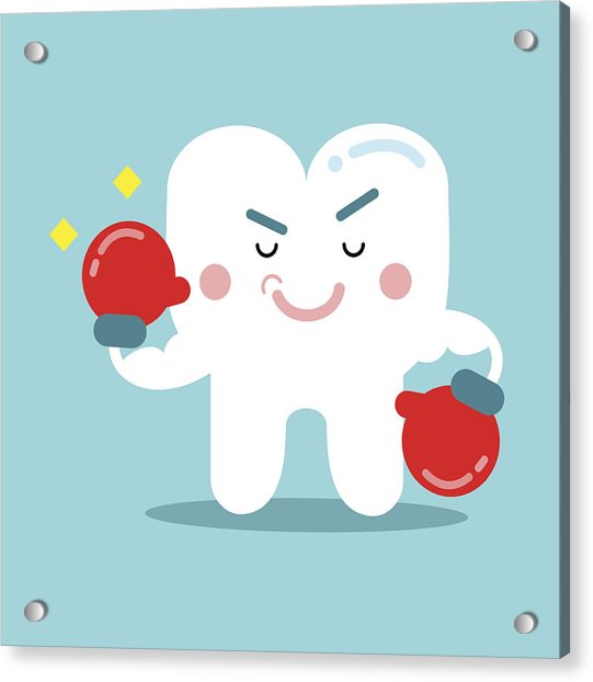 541x622 Cute Cartoon Tooth Character In Red Boxing Gloves, Dental Vector