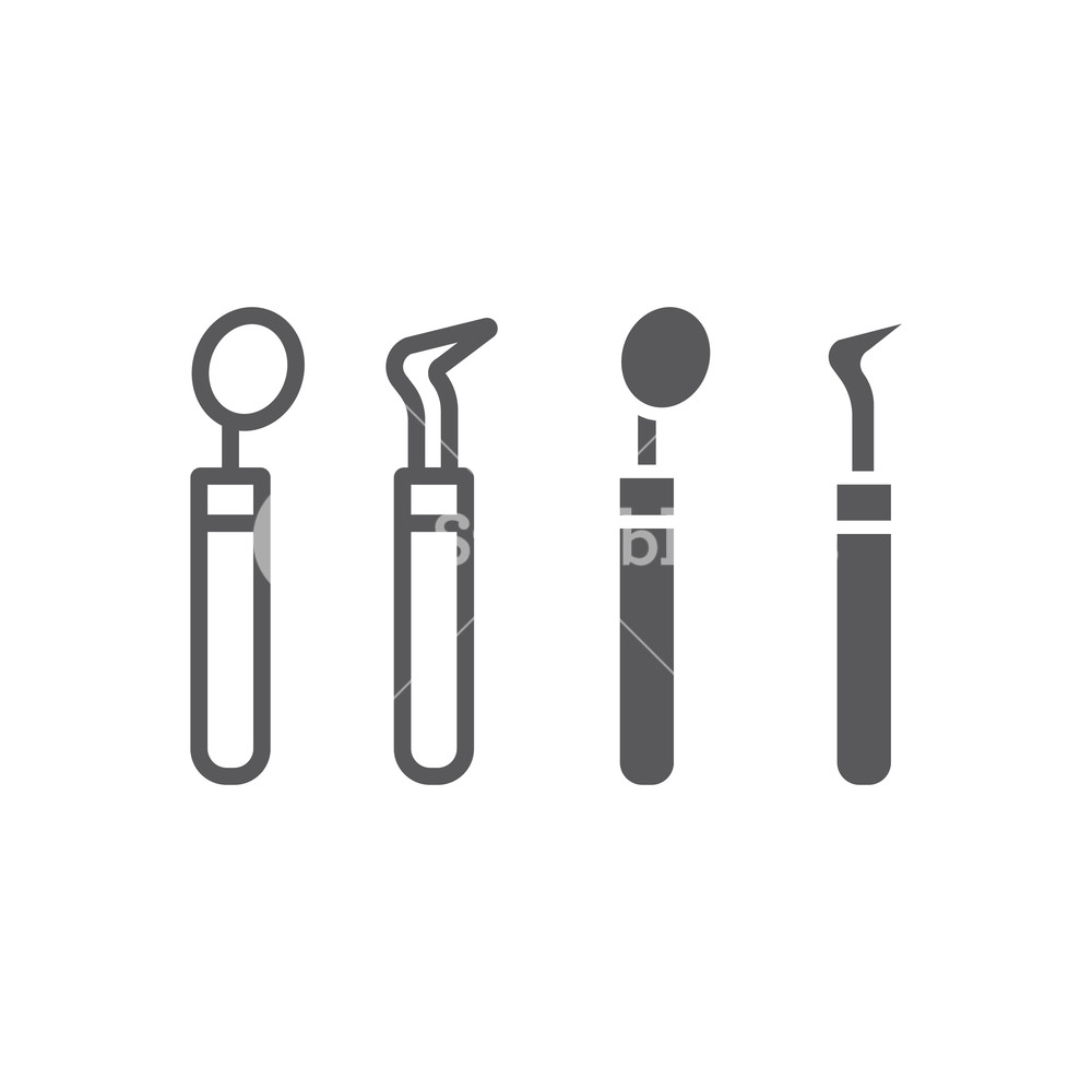 1000x1000 Dental Tools Line And Glyph Icon, Stomatology And Dentist