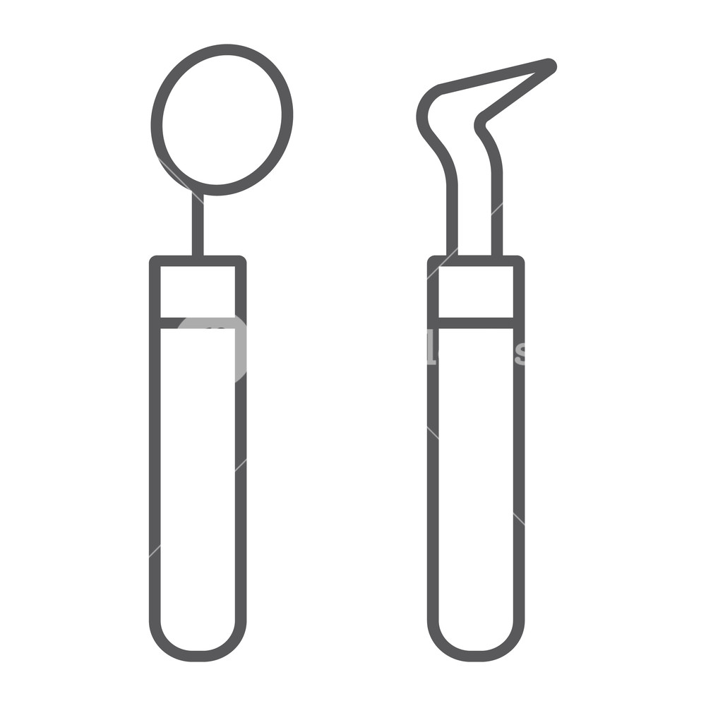 1000x1000 Dental Tools Thin Line Icon, Stomatology And Dentist, Dentistry