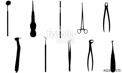 500x300 Dentist Tools Silhouette, Dental Hygienist Medical Equipment