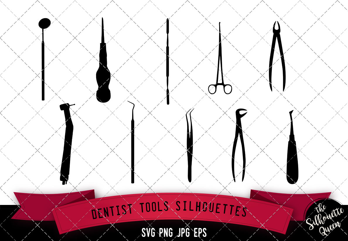1188x822 Dentist Tools Silhouette Vector