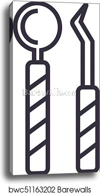 201x390 Dentist Tools Vector Line Icon, Sign, Illustration On Background