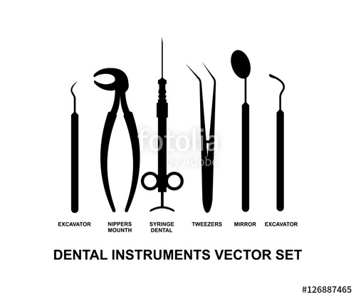 500x417 Dental Instrument Vector Set Tool Logo Design Stock Image