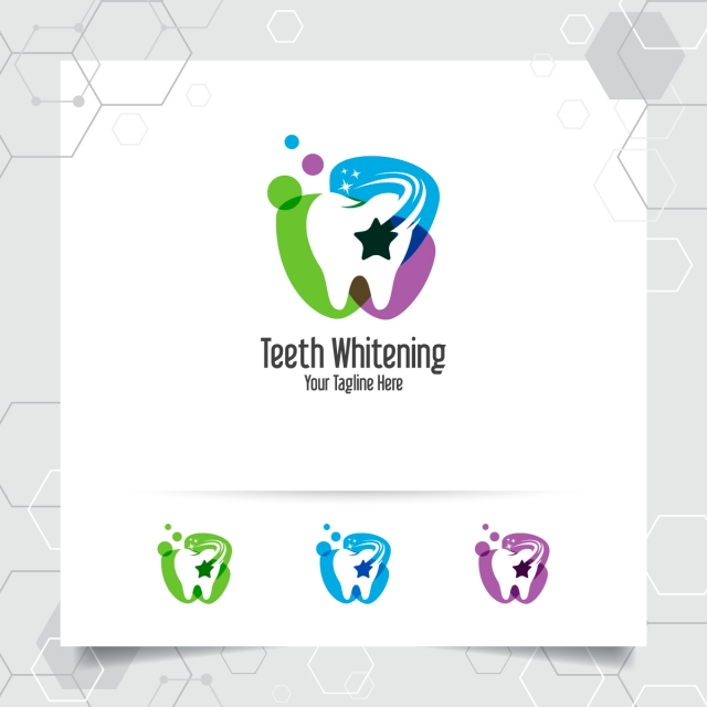 640x640 Dental Logo Vector Design With Concept Of Negative Space Star