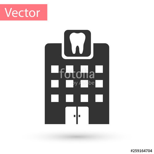 500x500 Grey Dental Clinic Icon Isolated On White Background Dentistry
