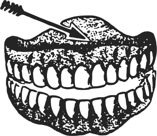 500x434 Human Denture Black And White Vector Illustration With Arrow