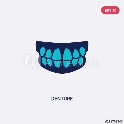 500x500 Two Color Denture Vector Icon From Dentist Concept Isolated Blue