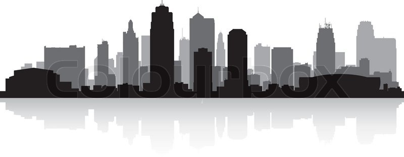 800x311 Kansas City Usa Skyline Silhouette Stock Vector Colourbox