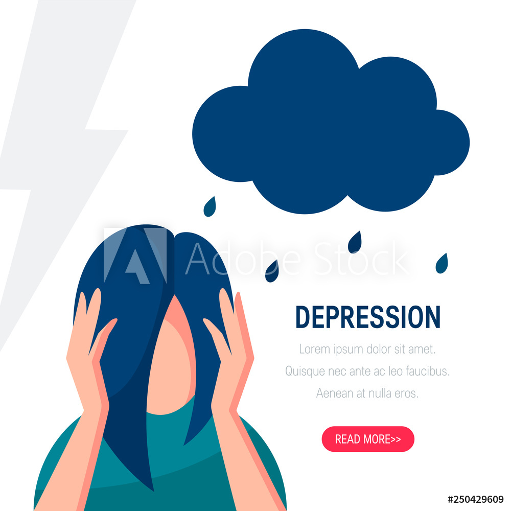 1000x1000 Photo Art Print Depression Vector Concept In Simple Flat Style
