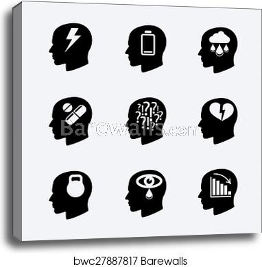 382x390 Stress And Depression Vector Icon Set, Canvas Print Barewalls