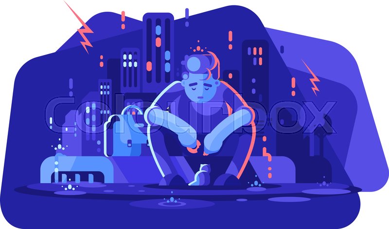 800x470 Young Boy In Depression Vector Stock Vector Colourbox