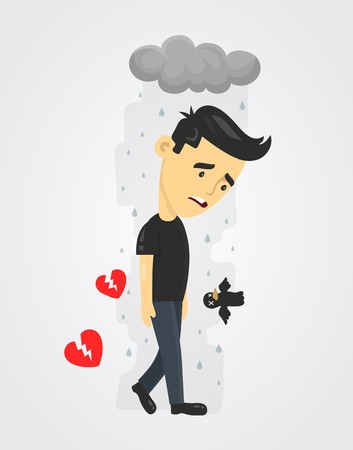 353x450 Heartbroken Sad Young Man Guy Depression Vector Flat Illustration