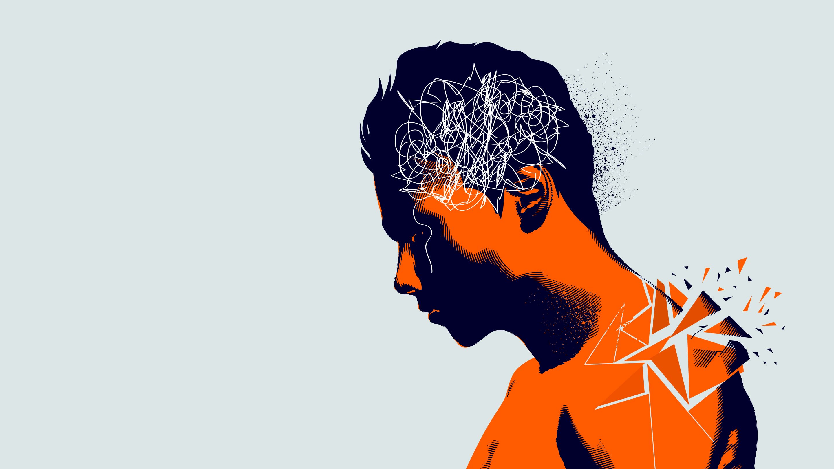 2880x1620 Stock Vector A Man With His Head Lowered Showing Issues Anxiety