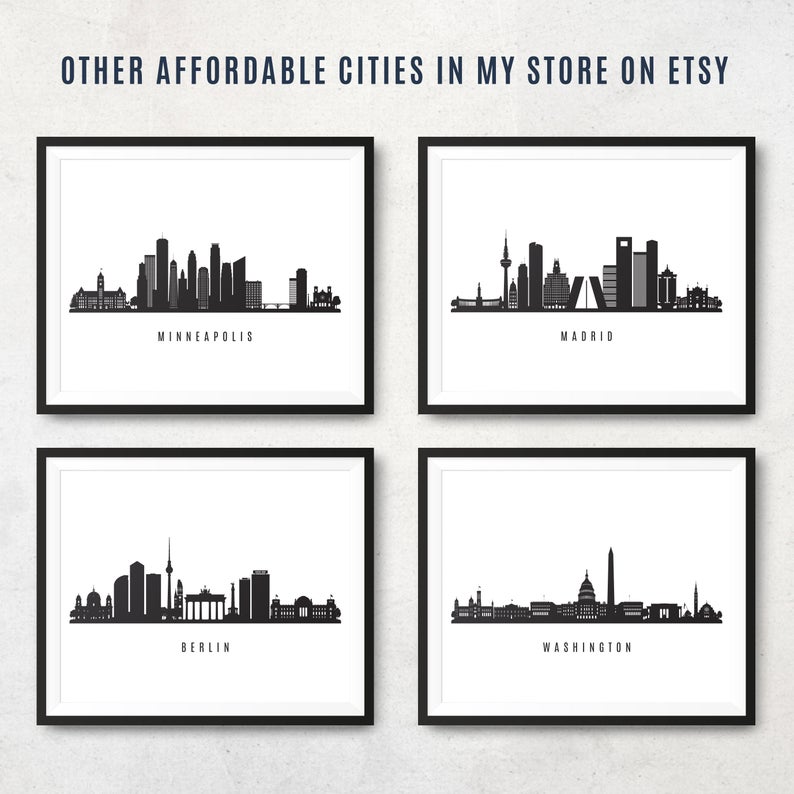 794x794 Des Moines Skyline Printable Des Moines Iowa Black White Etsy