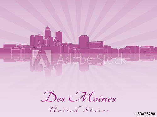 500x375 Des Moines Skyline In Purple Radiant Orchid