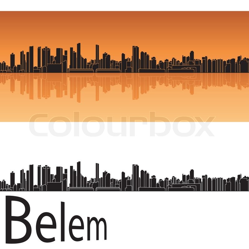 800x800 Belem Skyline In Orange Background Stock Vector Colourbox