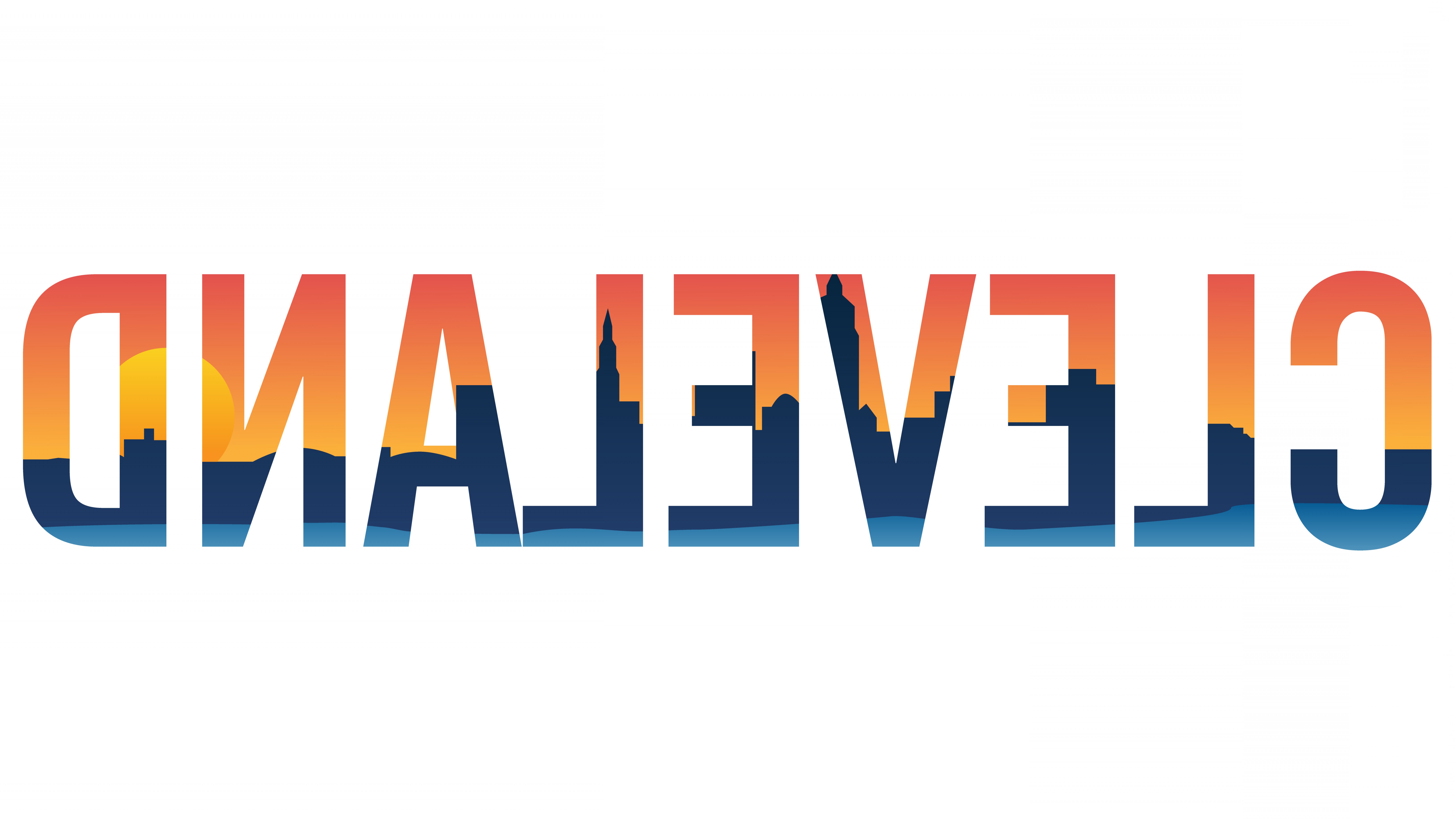 8400x4725 Cleveland Skyline In Text Isolated Vector Graphic Illustration