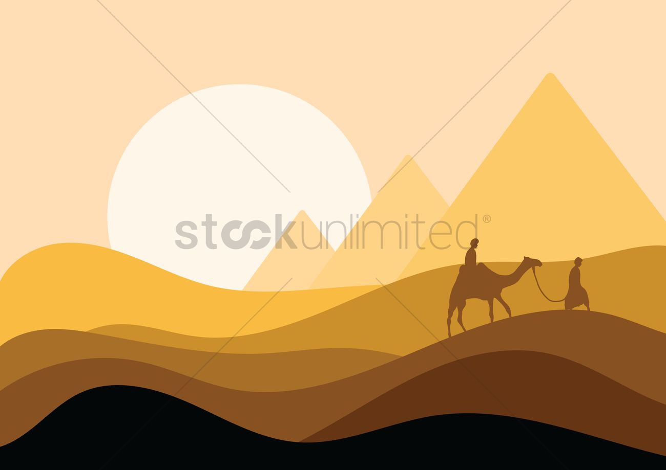 1300x919 Desert Landscape Vector Image