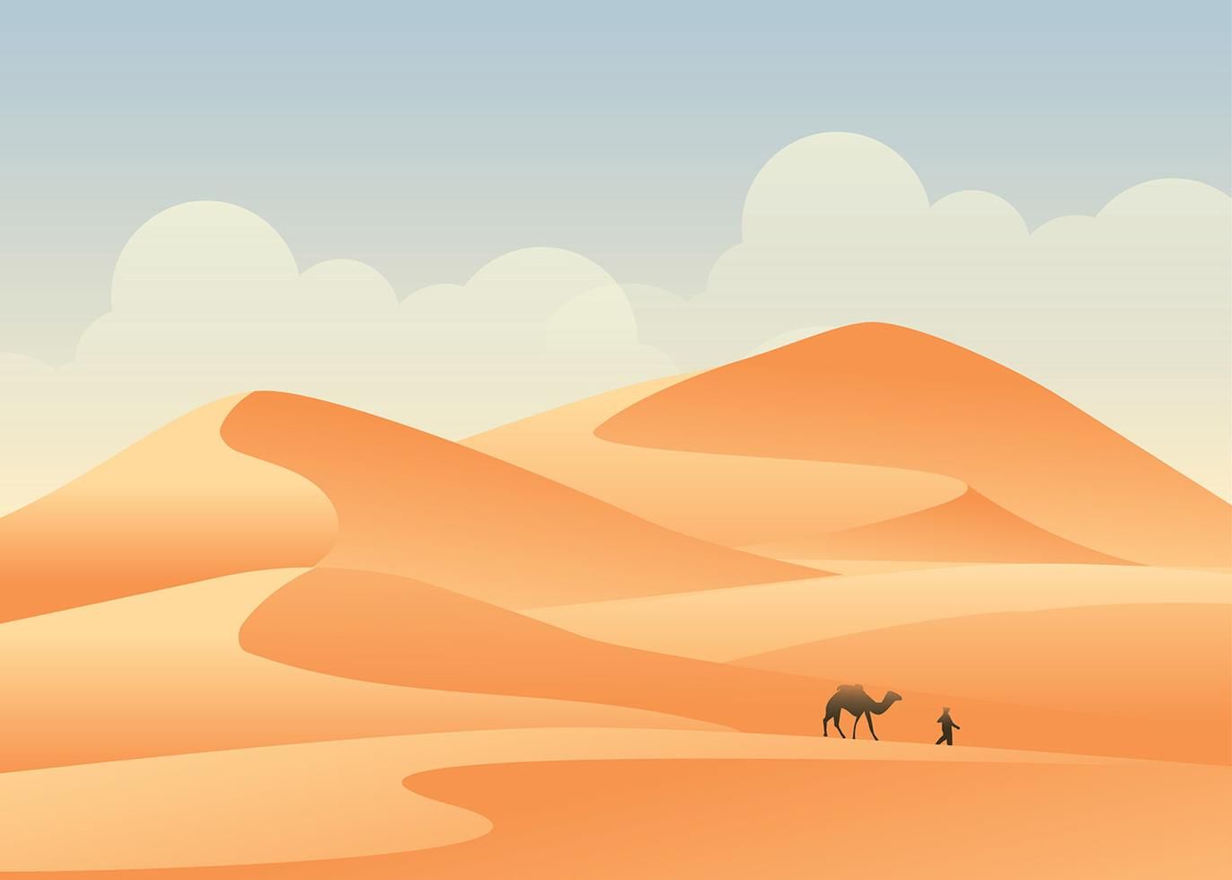 1372x980 Africa Desert Landscape Vector Wall Art In Landscape Art