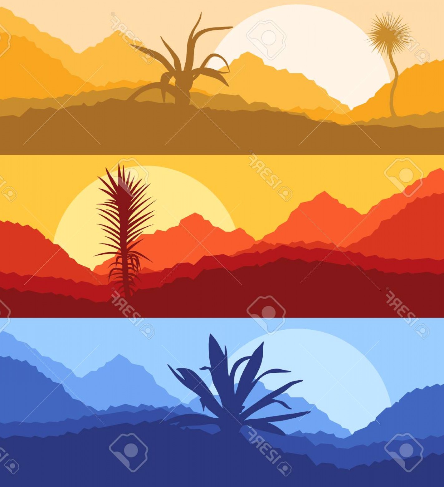 1423x1560 Photostock Vector Cactus Desert Landscape Vector Background Set